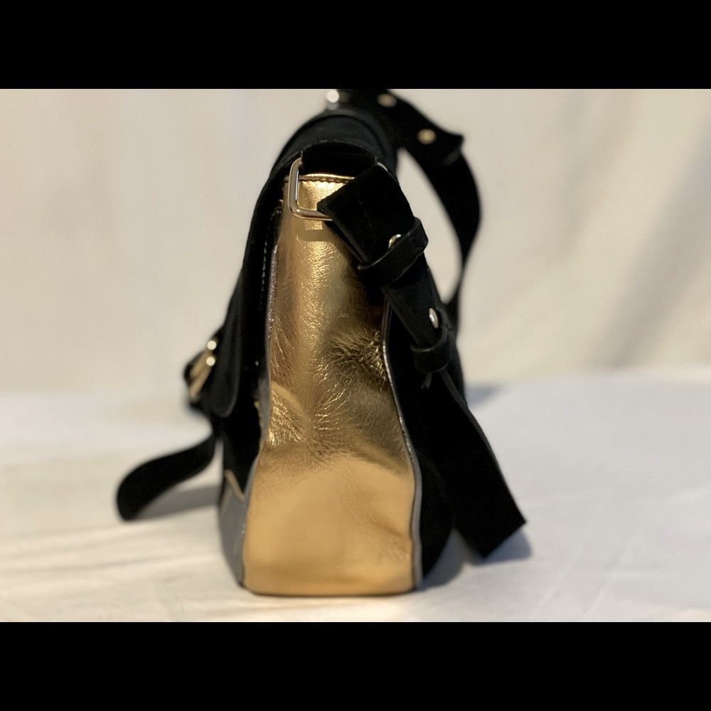 BCBG black suede gold and silver purse - Picture 4 of 7
